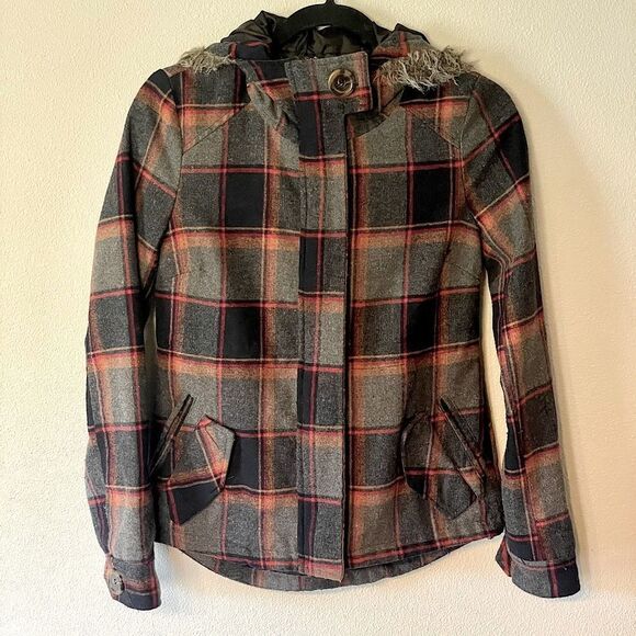 Kirra by PacSun, Multicolored, Lined, Recycled Wool, Hooded Jacket. Size XS - Picture 1 of 8